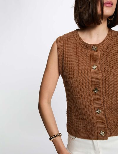 Sleeveless sweater camel women