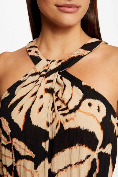 Maxi straight dress with vegetal print multico ladies'