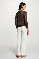Openwork long-sleeved cardigan dark brown women