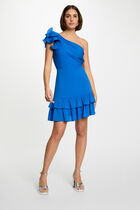 Mini A-line dress ruffles electric blue women