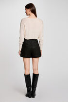 Jumper V-neck long sleeves ivory women