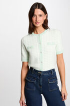 Printed short-sleeved cardigan light green women