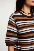 Striped short-sleeve sweater brown women