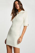 Robe courte col camionneur blanc femme