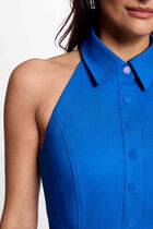 Robe courte ajustée plis bleu electrique femme