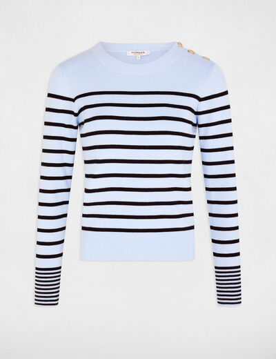 Long-sleeved jumper with stripes sky blue women