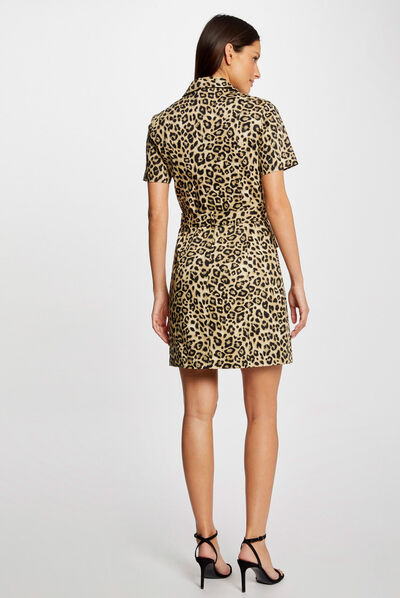Belted fitted dress leopard print multico ladies'
