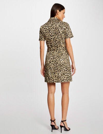 Belted fitted dress leopard print multico ladies'