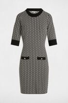 Robe tricot ajustée imprimée noir femme