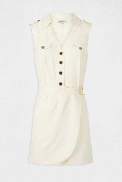 Straight playsuit with wrap skirt bottom medium ecru ladies'