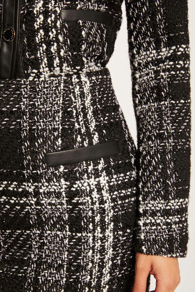 Straight skirt with check print black ladies'