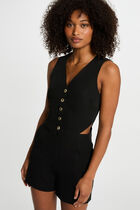 Combishort sans manches noir femme