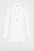 Waisted satin jacket ecru women