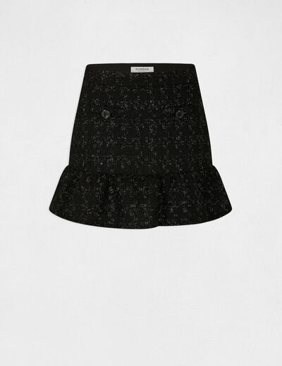 A-line skirt with ruffles black ladies'