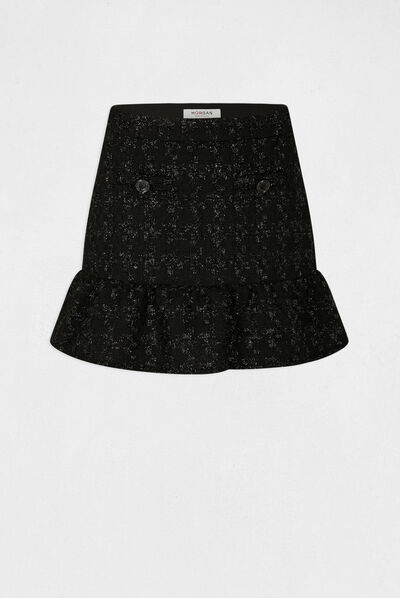 A-line skirt with ruffles black ladies'