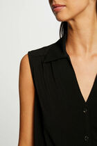 Sleeveless tied blouse black women