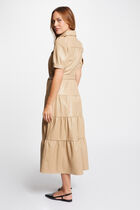 Faux leather maxi dress camel women