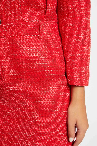 Straight mini skirt red ladies'