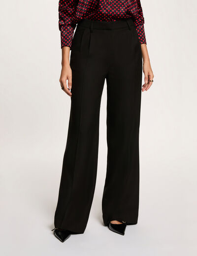 Wide leg trousers with darts black women
