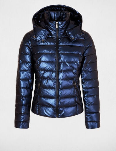 doudoune metallisee a capuche bleu femme Doudoune métallisée à capuche bleu femme