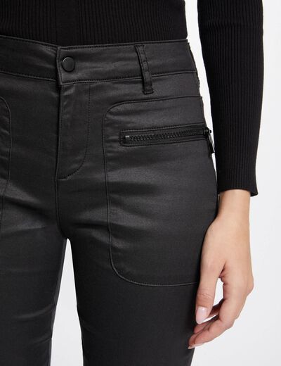 Skinny trousers wet effect black ladies'