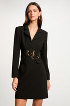 Robe courte ajustée à dentelle noir femme