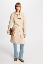 Trench long ceinturé sable femme