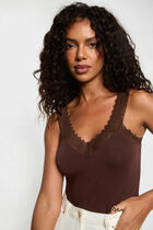Vest top in lace dark brown women