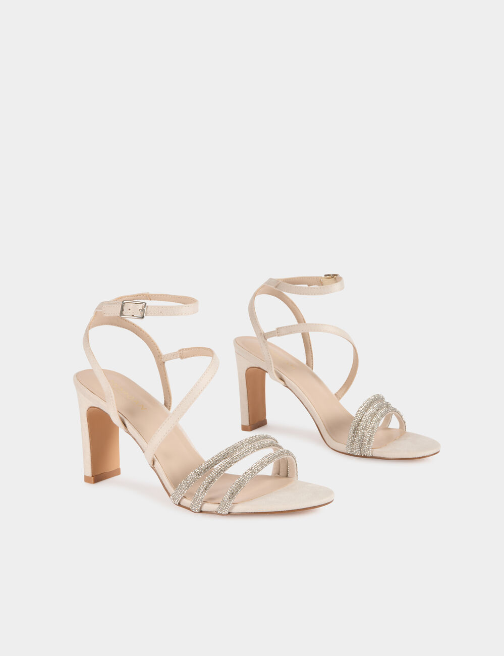 Sparkly sandals beige women