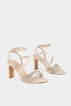 Sparkly sandals beige women