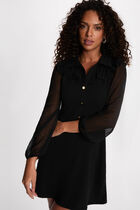 Short dress with lapel collar black women