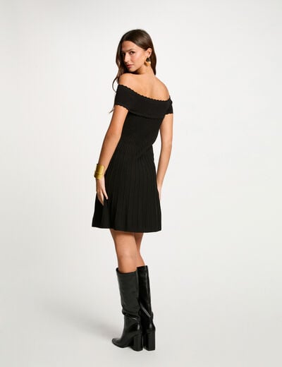 A-line mini knitted dress black women