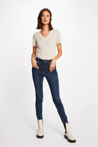 Short-sleeved t-shirt with V-neck ivory women