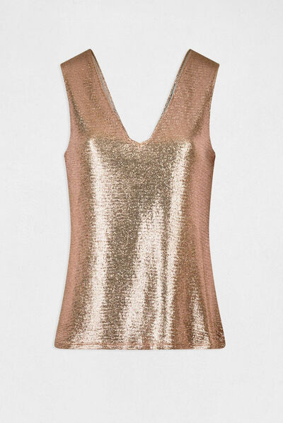 Vest top with metallised threads pink ladies'