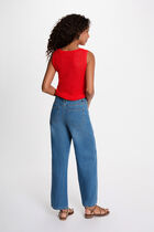 Crochet top with v-neck bright red women