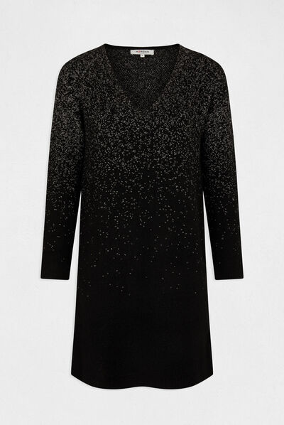 Straight jumper dress metallised threads black ladies'