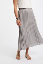 Maxi pleated skirt silver color women