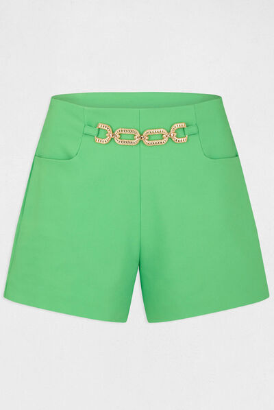 Straight city shorts with ornament green ladies'