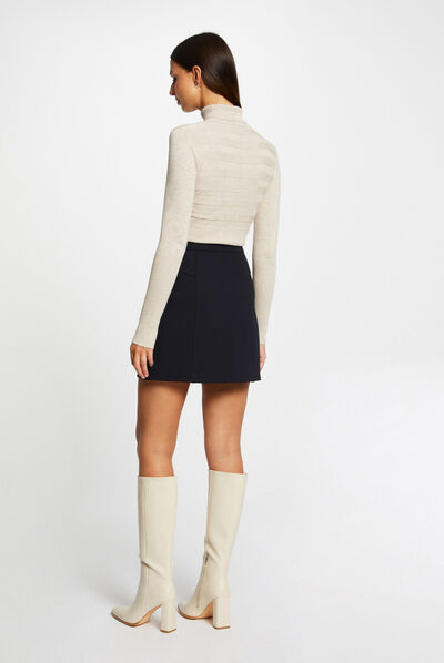 Long-sleeved jumper turtleneck beige ladies'