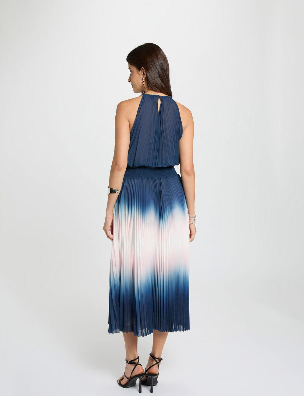 Pleated long dress multicolor women