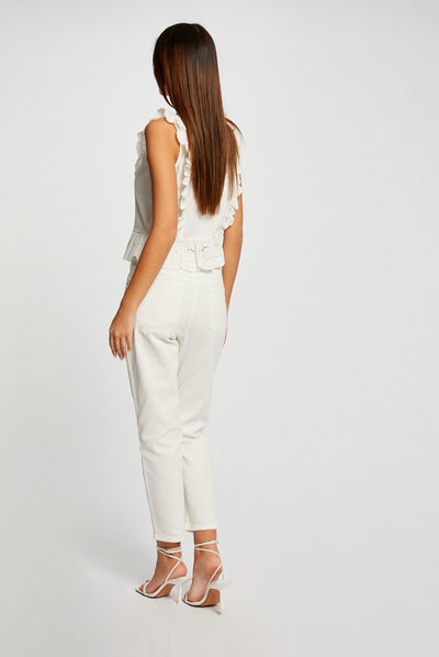 Straight trousers white ladies'