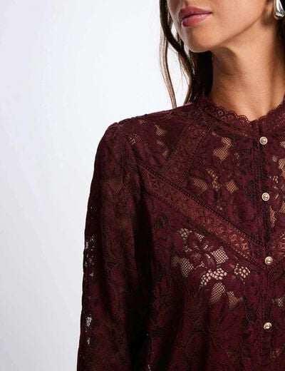 lace high neck t shirt plum women Lace high neck t-shirt plum women