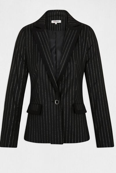 Straight blazer with stripes black ladies'