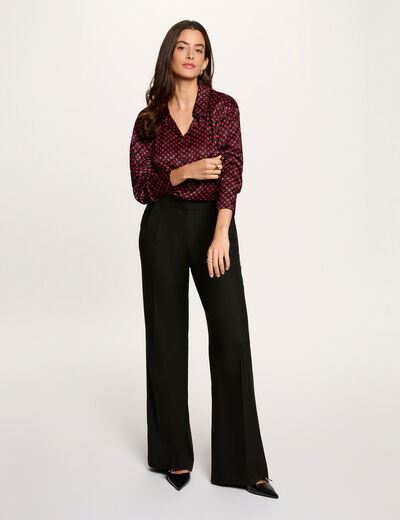 Wide leg trousers with darts black women