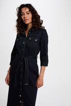 Robe 3/4 boutonnée denim brut femme