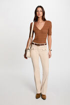 Short-sleeved jumper cognac brown women