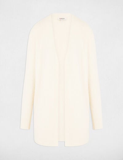 Long cardigan with fluffy knit ivory women
