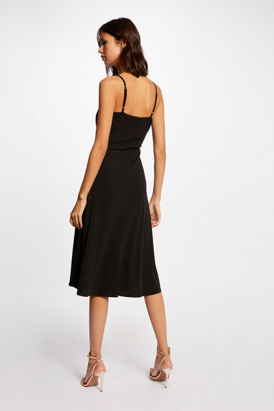 Maxi straight dress with buckle detail black ladies'