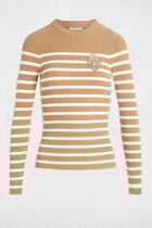 Long-sleeved striped jumper camel women