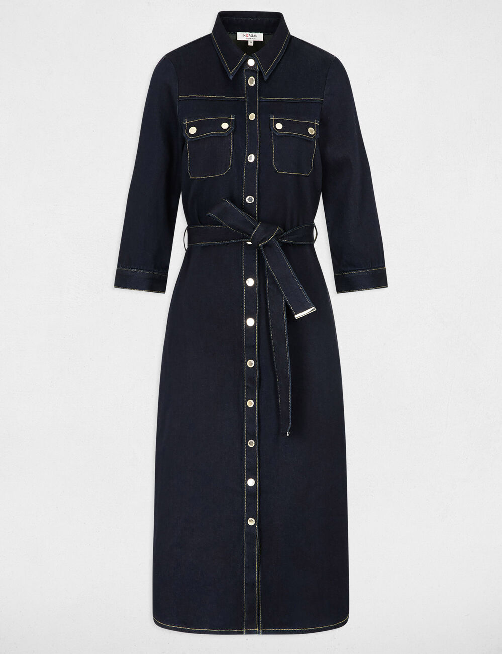 3/4 buttoned dress raw denim women